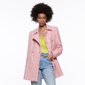 Zara Pink Tweed Coat